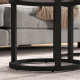 Glass Coffee Table Set of 2, Round Nest of Tables with Marble-Effect Tempered Glass Tabletop and Steel Frame, Modern Side Tables