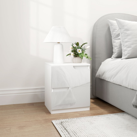 High Gloss Bedside Table - White