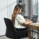 Home Office Chair, Upholstered Linen Desk Chair with Adjustable Height and Tilt Function, Swivel Chair for Home Office and Study