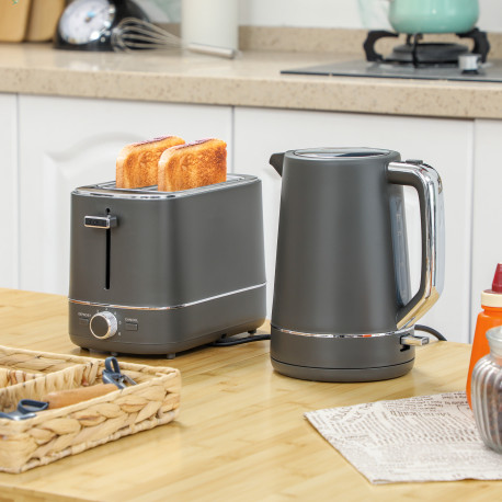 Kettle and Toaster Set, 1.7L 3000W Fast Boil Kettle & 2 Slice Toaster Kitchen Set with 6 Level Browning Controls, Defrost, Rehea