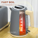 Kettle and Toaster Set, 1.7L 3000W Fast Boil Kettle &amp; 2 Slice Toaster Kitchen Set with 7 Level Browning Controls, Defrost, Rehea