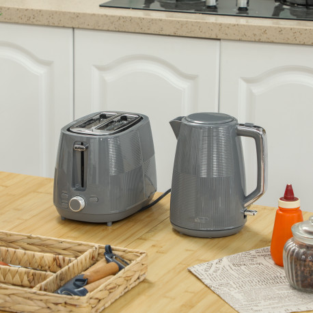 Kettle and Toaster Set, 1.7L 3000W Fast Boil Kettle & 2 Slice Toaster Kitchen Set with 7 Level Browning Controls, Defrost, Rehea