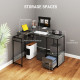 Industrial &#039;L&#039; Shaped Multi-Work Desk - Charcoal Grey