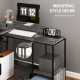 Industrial &#039;L&#039; Shaped Multi-Work Desk - Charcoal Grey