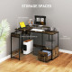 Industrial &#039;L&#039; Shaped Multi-Work Desk - Brown
