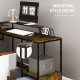 Industrial &#039;L&#039; Shaped Multi-Work Desk - Brown