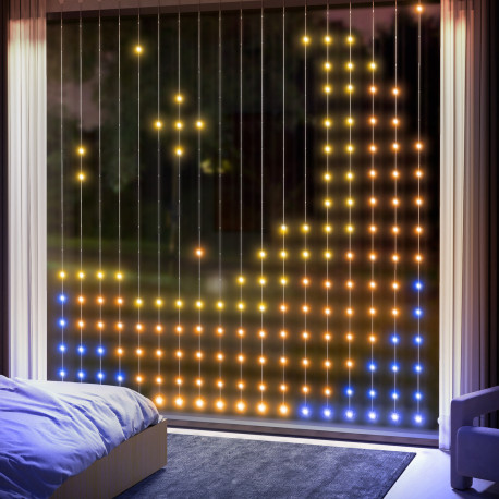 LED Curtain Lights, Smart Curtain Fairy Lights Plug In, Colour Changing Wall Lights with Remote, Dynamic DIY Hanging Window Stri