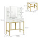 LED Light Dressing Table, with Stool - White