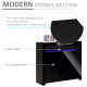 LED Storage Cabinet, Cupboard with High Gloss Front and RGB Lighting, Modern Sideboard for Entryway, Dining Area, Living Room, B