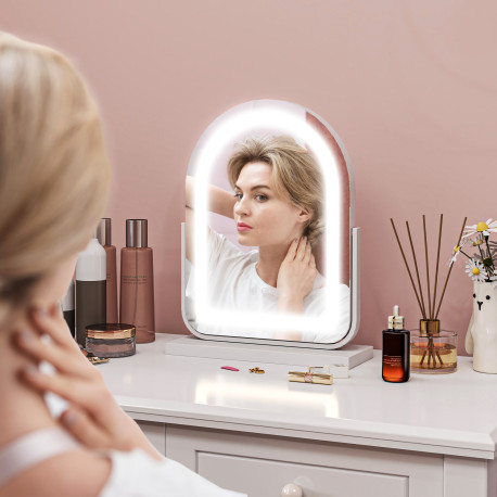 LED Vanity Mirror with Lights, 33 x 44.5cm Lighted Makeup Mirror with 3 Colour, 360° Rotation, Touch Screen, for Bedroom and Dre