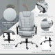 Linen-Look Adjustable Office Chair - Light Grey