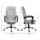 Linen-Look Adjustable Office Chair - Light Grey