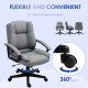 Linen-Look Padded Office Chair - Grey