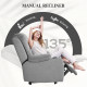 Microfibre Manual Reclining Armchair, with Footrest - Grey