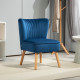 Modern Accent Chair, Fabric Living Room Chair with Rubber Wood Legs and Thick Padding, Dark Blue