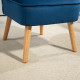 Modern Accent Chair, Fabric Living Room Chair with Rubber Wood Legs and Thick Padding, Dark Blue