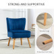Modern Accent Chair, Fabric Living Room Chair with Rubber Wood Legs and Thick Padding, Dark Blue