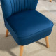 Modern Accent Chair, Fabric Living Room Chair with Rubber Wood Legs and Thick Padding, Dark Blue