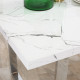 Modern Dining Room Table Rectangular Kitchen Table for 6-8 People with Marble Effect Tabletop Steel Legs 160 cm White