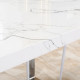 Modern Dining Room Table Rectangular Kitchen Table for 6-8 People with Marble Effect Tabletop Steel Legs 160 cm White