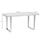 Modern Dining Room Table Rectangular Kitchen Table for 6-8 People with Marble Effect Tabletop Steel Legs 160 cm White