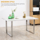 Modern Dining Room Table Rectangular Kitchen Table for 6-8 People with Marble Effect Tabletop Steel Legs 160 cm White