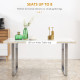 Modern Dining Room Table Rectangular Kitchen Table for 6-8 People with Marble Effect Tabletop Steel Legs 160 cm White