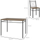 Modern Dining Table Set for 4, Space-Saving 5 Pieces Kitchen Table Set with Rectangle Table and Steel Frame, Oak