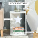 Modern Side Table Set of 2, Three Layer Bedside Table Nightstand with 2 Storage Shelves, for Living room, Bedroom, White