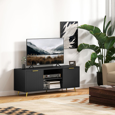 Modern TV Stand Cabinet for TVs up to 55", TV Unit with 2 Open Shelves and 2 Cabinets, Entertainment Centre with Cable Managemen