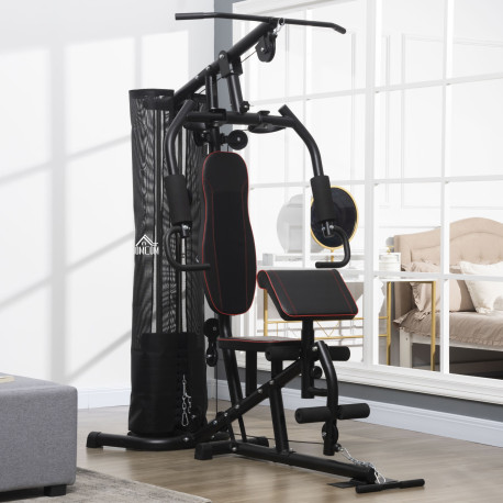 Multi-Functional Home Gym Workout Station, 45Kg Weight Stack Multi Gym Fitness Equipment for Full Body Fitness