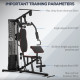 Multi-Functional Home Gym Workout Station, 45Kg Weight Stack Multi Gym Fitness Equipment for Full Body Fitness