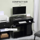 Multi-Storage Compact Work Desk, with Wheels - Black
