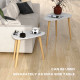 Nesting Coffee Table, Set of 2 Side Tables, Stacking End Tables with Solid Wood Legs, for Living Room Bedroom, Light Grey