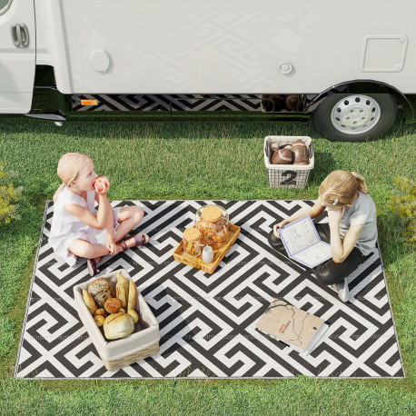 Outsunny 121 x 182 cm(4x6ft) Outdoor Rug Reversible Mat Plastic Straw Rug Portable RV Camping Mat for Garden Deck Picnic Indoor,