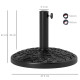 Outsunny 12kg Garden Parasol Base, Round Resin Garden Umbrella Base, Heavy Duty Parasol Stand for 38mm or 48mm Outdoor Umbrella 