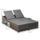 Outsunny 2 Seater Double Rattan Sun Lounger Recliner Day Bed Outdoor Wicker Weave Furniture Sofa w/ Fire Retardant Cushions – Cr