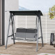 Outsunny 2 Seater Garden Swing Seat Swing Chair, Outdoor Canopy Swing Bench with Adjustable Shade, Metal Frame and Texteline Sea