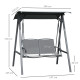 Outsunny 2 Seater Garden Swing Seat Swing Chair, Outdoor Canopy Swing Bench with Adjustable Shade, Metal Frame and Texteline Sea