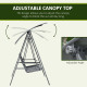 Outsunny 2 Seater Garden Swing Seat Swing Chair, Outdoor Canopy Swing Bench with Adjustable Shade, Metal Frame and Texteline Sea