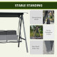 Outsunny 2 Seater Garden Swing Seat Swing Chair, Outdoor Canopy Swing Bench with Adjustable Shade, Metal Frame and Texteline Sea