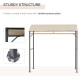 Outsunny 2.2 x 1.5 m BBQ Grill Gazebo Tent, Garden Grill with Metal Frame, Curved Canopy and 10 Hooks, Outdoor Sun Shade, Beige