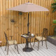 Outsunny 3 Piece Cast Aluminium Garden Bistro Set for 2 with Parasol Hole, Outdoor Coffee Table Set Rust Resistant with Cushions