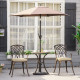 Outsunny 3 Piece Cast Aluminium Garden Bistro Set for 2 with Parasol Hole, Outdoor Coffee Table Set Rust Resistant with Cushions