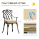 Outsunny 3 Piece Cast Aluminium Garden Bistro Set for 2 with Parasol Hole, Outdoor Coffee Table Set Rust Resistant with Cushions