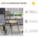 Outsunny 3 Piece Cast Aluminium Garden Bistro Set for 2 with Parasol Hole, Outdoor Coffee Table Set Rust Resistant with Cushions