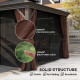 Outsunny 3 x 3.7m Outdoor Hardtop Gazebo Canopy Aluminium Frame with 2-Tier Roof &amp; Mesh Netting Sidewalls for Patio, Dark Brown