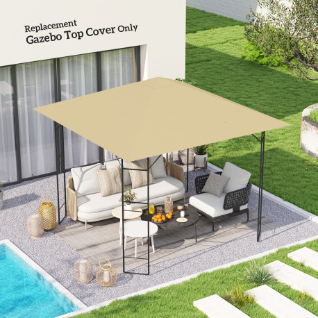 Outsunny 3 x 3(m) Gazebo Canopy Replacement Cover, Garden Gazebo Roof Replacement with Drain Holes, Water Resistant PVC Coating,