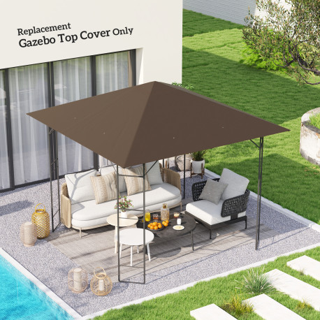 Outsunny 3 x 3(m) Gazebo Canopy Replacement Cover, Garden Gazebo Roof Replacement with Drain Holes, Water-resistant Plastic Coat