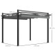 Outsunny 3 x 3(m) Retractable Pergola, Garden Gazebo Shelter with Aluminium Frame, for Grill, Patio, Deck, Dark Grey